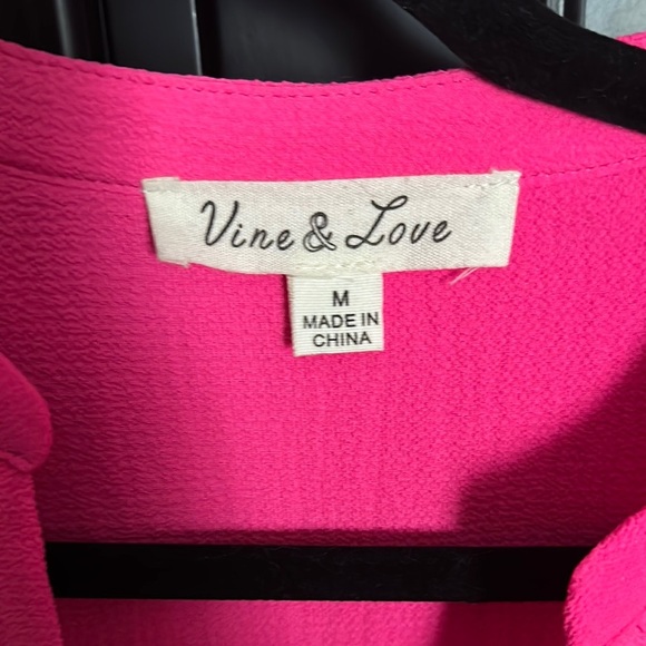 Vine & Love Pink Ruffled Mandarin Collar Blouse - Picture 2 of 3